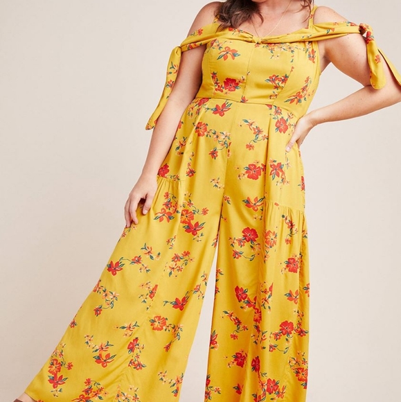 NWT Anthropologie - Londonberry Jumpsuit in Yellow Gold Floral Print - Picture 2 of 5